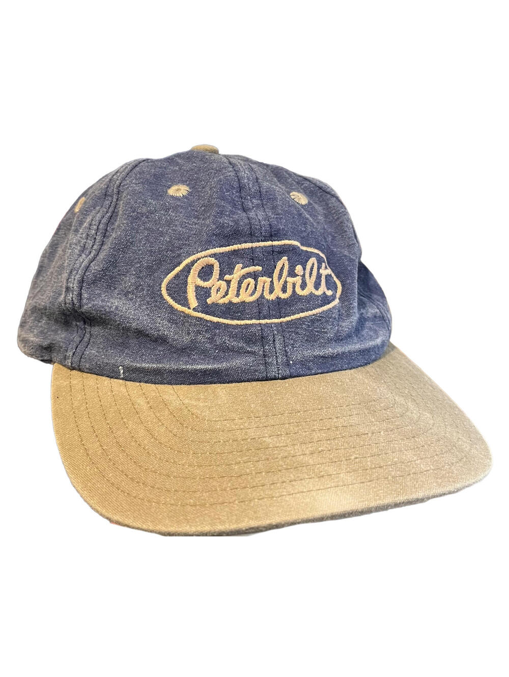 Vintage Peterbilt Strapback Denim Trucker Cap Hat Oval Trucking SAMPLE